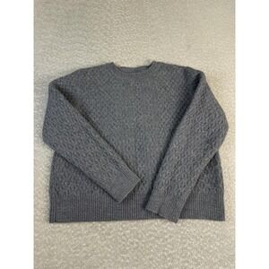 Wills Sweater Mens Medium Gray 100% Wool Crewneck Cable Knit Pullover Warm